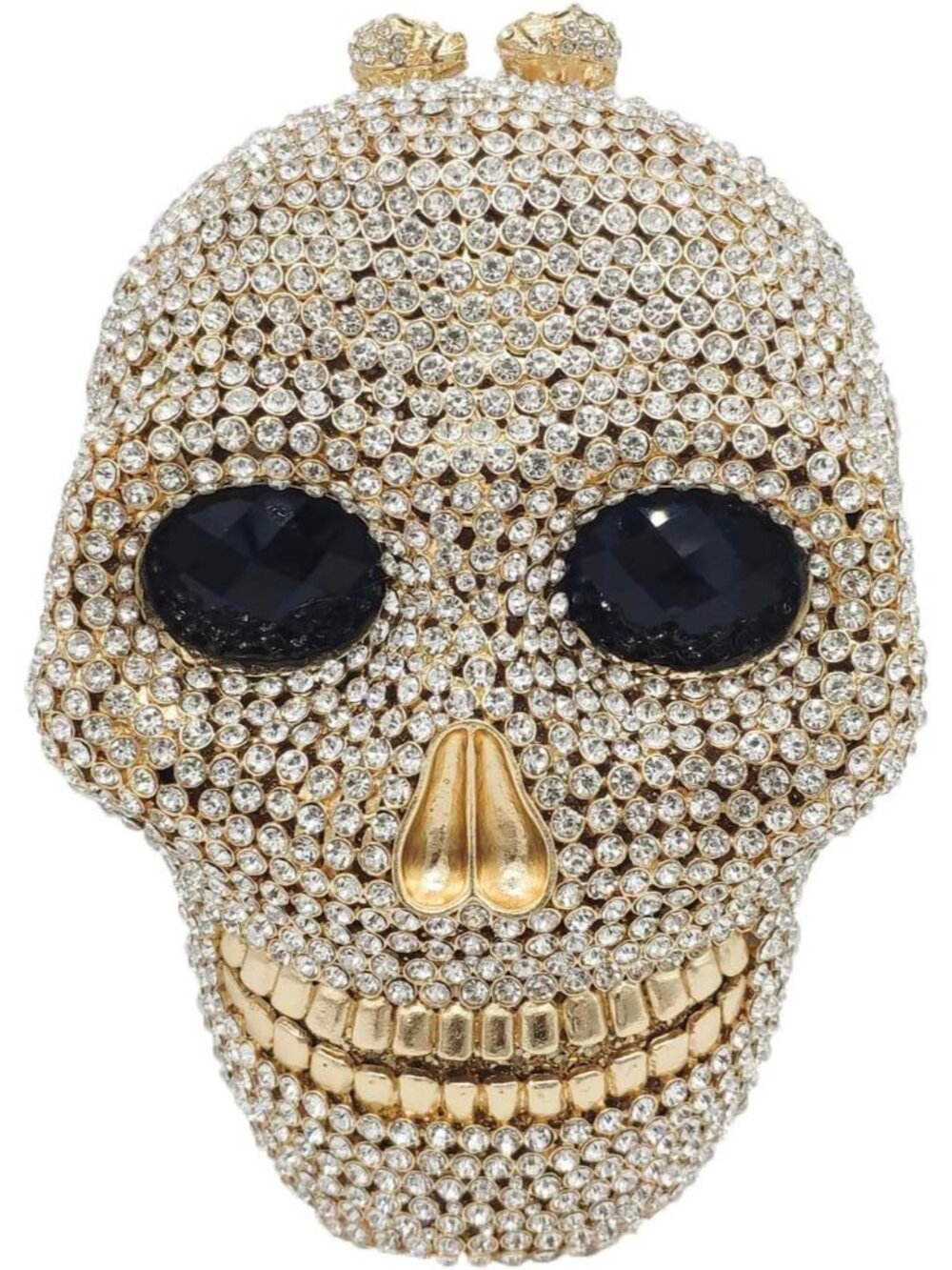 Women's Gold Silver Crystal Skull Clutch Purse Rhinestone Evening Halloween Bag